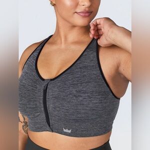 NEW SHEFIT Lounge Bra Seamless Comfort Graphite Gray Black Front Zip 1Luxe